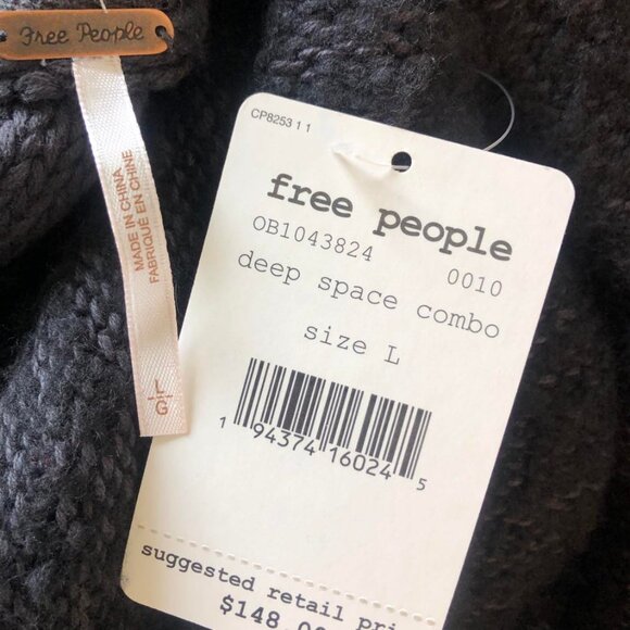 Free People Snow Drop Charcoal Gray Cardigan Sweater - Picture 6 of 7